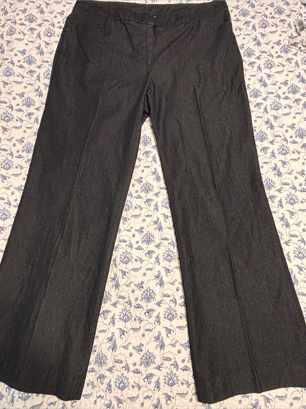 Worthington Women’s Size 16 W Wide Leg Charcoal Gray Trousers Dress Pants